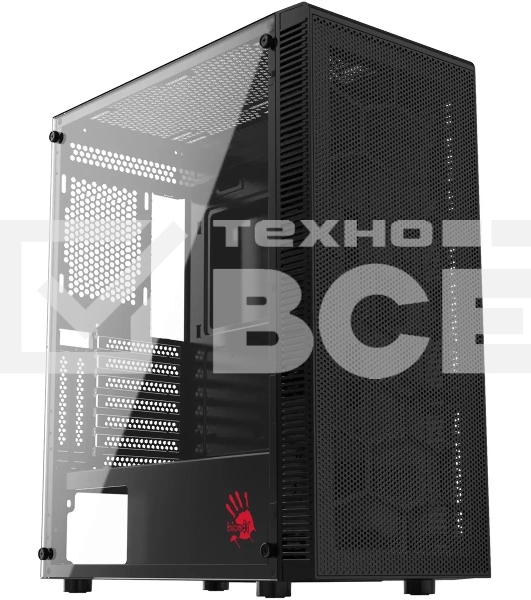 Компьютерный корпус Bloody BD-CC115 черный без БП ATX 8x120мм 1xUSB 2.0 1xUSB 3.0 audio bott PSU