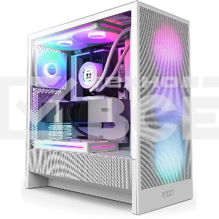 Компьютерный корпус без блока питания NZXT H5 Flow RGb, Midi-Tower, TG, 4x120мм RGb, 1xUSB-A 3.2 + 1xUSB-C 3.2, E-ATX, ATX, mATX, mITX белый