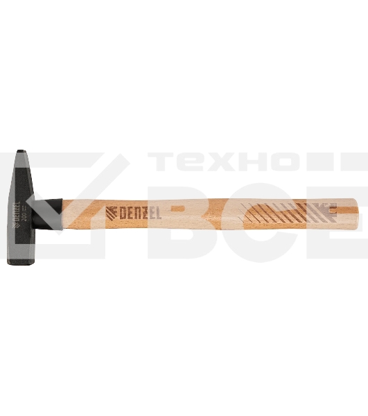Молоток слесарный Denzel 200 г, кованый квадратный боек, буковая рукоятка
