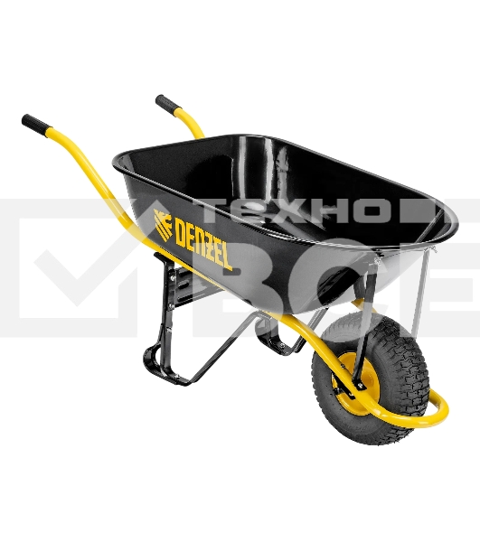 Тачка строительная Denzel усиленная, объем 130 л, 230 кг, колесо 15х6.00-6