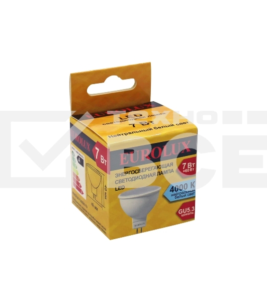 Лампа светодиодная EUROLUX LL-E-MR16-7W-230-4K-GU5.3 рефлектор