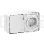Блок ОП AtlasDesign Profi54 розетка 16А 250В с заземл. защ. шторки + 1-кл. выключатель 10А IP54 бел. SchE, фото 1