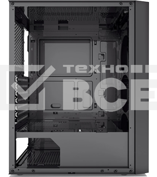 Корпус без блока питания PCCOOLER MA100 MESH BK, Mesh Mid Tower, черный, TG, 0.4 SPCC, 3x120мм ARGb ATX, mATX, mITX 160/310/180мм 2x2.5', 2x3.5', 7xPCI 1xUSB-A 3.0, 2xUSB-A 2.0 360x200x446mm