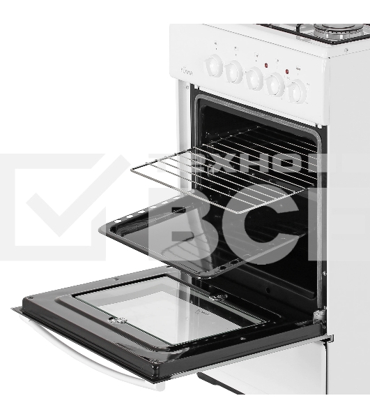 Плита комбинированная Flama RK 23-105 W белый, конфорок 4 шт, духовка 50 л, 50 см x 85 см x 60 см