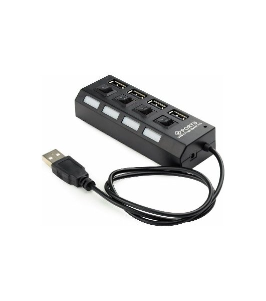 USB-концентратор Gembird UHB-243-AD, USB 2.0, USB 4 порта с подсветкой и выключателем, USB
