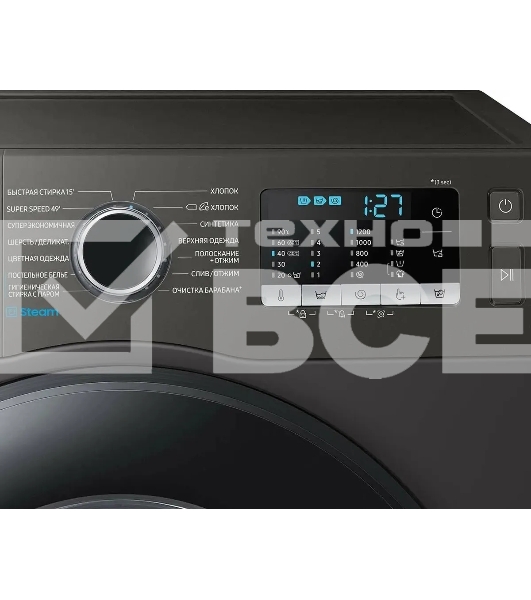 Стиральная машина Samsung WW80AGAS22AX/LD черный, загрузка фронтальная 8 кг, 1200 об/мин, класс: A