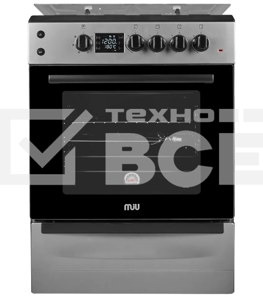 Плита комбинированная MIU 6041 ЕRPDCHK серый, конфорок 4 шт газовых, духовка 65 л, 60 см x 85 см x 60 см