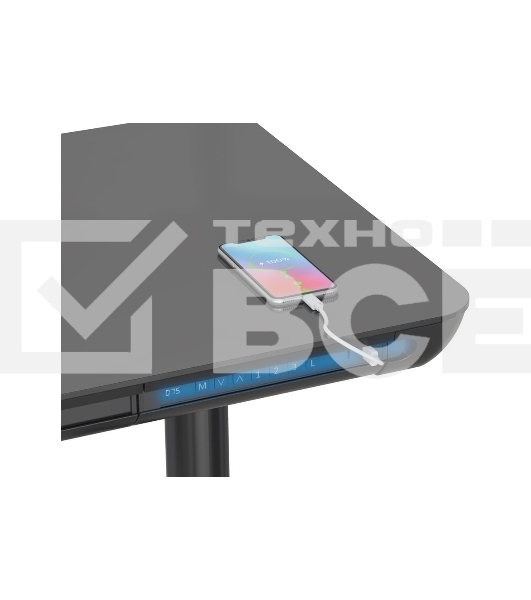 Стол для компьютера Cactus CS-EGD-BK-LED столешница закаленное стекло, черный, каркас черный