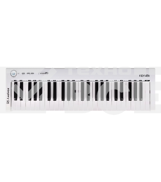 Клавиатура MIDI [AX-1973W] Axelvox [KEY49j White] 4-октавная (49 клавиш) динамическая USB, 3 кнопки, джойстик (Pitch Bend и Modulation), 1 программируемый фейдер, вход Sustain педали, выключатель питания, питание от USB. Цвет белый.
