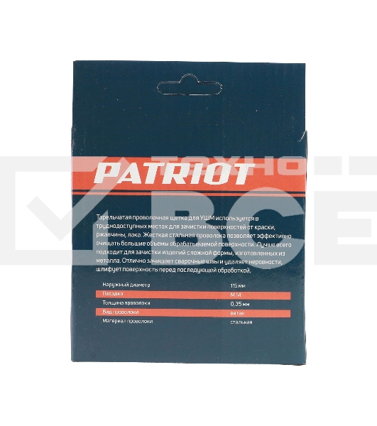 Щетка EDGE by PATRIOT тарельчатая 115ммХМ14 витая проволока
