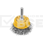 Щетка для дрели Denzel 50 мм, чашка, со шпилькой, нержавеющая витая проволока, фото 1