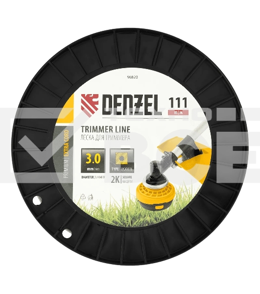 Леска для триммера Denzel двухкомпонентная квадрат, 3,0мм х 111м, на DIN катушке EXTRA CORD