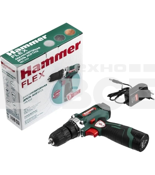 Дрель-шуруповерт аккумуляторная Haммer ACD12CS, Аккумуляторная, 12В