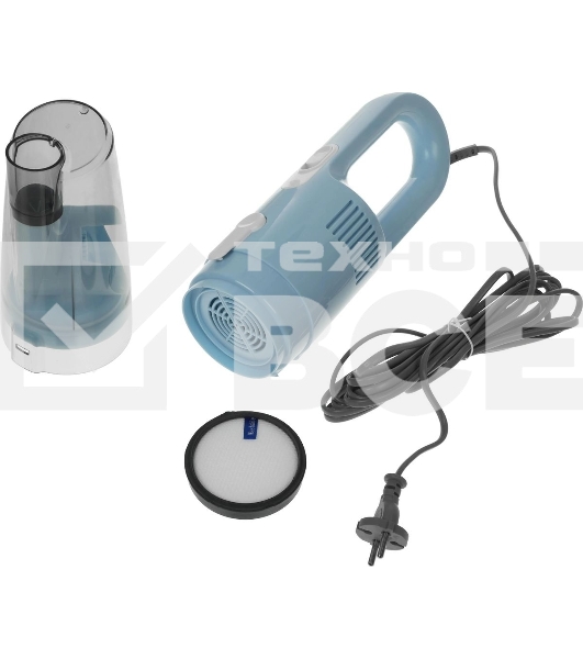 Пылесос вертикальный Kitfort KT-586-2 голубой, питание от сети, 400 Вт, уборка сухая, пылесборник 1,2 л