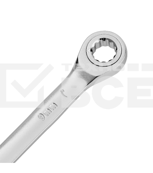 Ключ комбинированный трещоточный Denzel 14703 9 мм, CrV, матовый хром