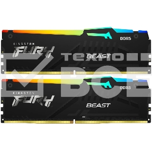 Оперативная память Kingston Fury BeastRGB, DDR5, 64GB (2x32GB), 5600 MHz, CL40, с радиатором, RGB, черный