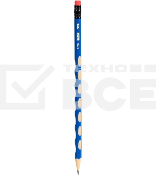 Карандаш чернографитный Deli EC016-2B U-Touch 2B, трехгранный, (12шт) ластик