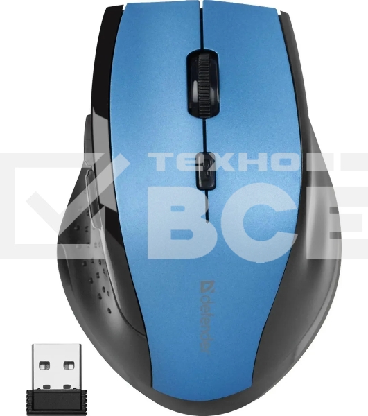 Мышь беспроводная Defender Accura MM-365 синий, 1600 dpi, радиоканал, USB, кнопки - 6