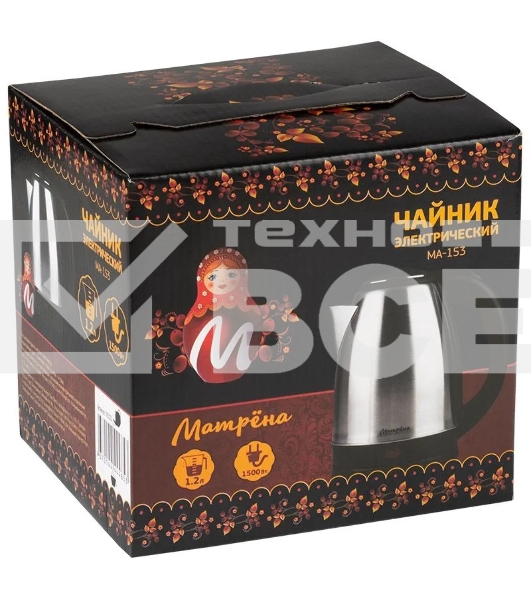 Чайник электрический МАТРЕНА MA-153 1,2л, сталь (105224)