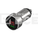 Автомобильное зарядное устройство Maxvi CCM-M602PD LED metallic silver 6A, 1xUSB, 1xType-C, QC3.0, фото 1