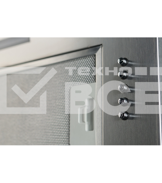 Встраиваемая вытяжка MONSHER ANGERS 60 Acier, ширина 60 см, отвод/рециркуляция, 500 м3/час, механическое кнопочное управление, 3 скорости, светодиодное освещение 1х5 Вт, металлические жироулавливающие фильтры, угольный фильтр KFY (опция), уровень шума 45 