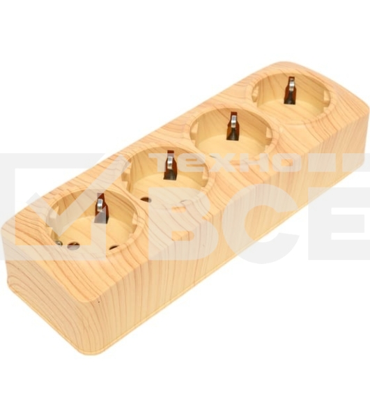 Розетка 4-м TOKOV ELECTRIC ОП Frea 16А IP20 250В с заземл. АБС-пластик сосна