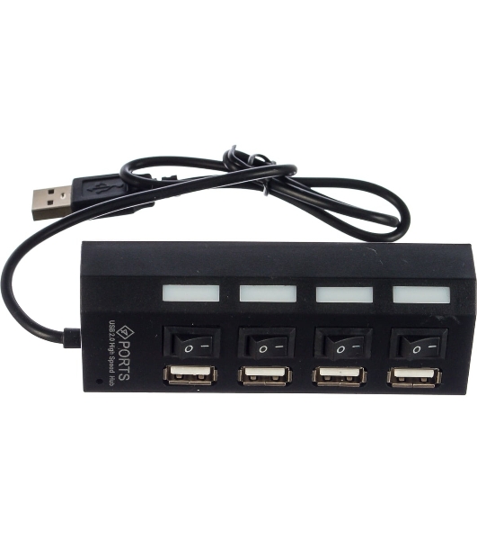 USB-концентратор Gembird UHB-243-AD, USB 2.0, USB 4 порта с подсветкой и выключателем, USB