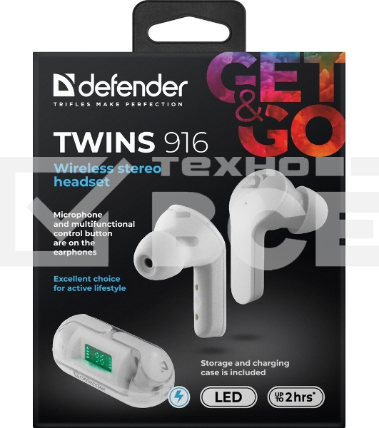 Гарнитура Defender TWINS 916 TWS белый