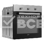 Газовый духовой шкаф Beko BBIGT21100X с откидным электрическим грилем; автоматический электроподжиг; поворотные переключатели; металлические направляющие; объем - 72л; 3 стекла дверцы; 1 решетка; 1 противень; вертел. Цвет: Нержавеющая сталь; Материал пане, фото3