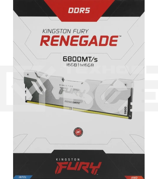 Оперативная память Kingston Fury Beast, DDR5, 16GB (1x16 GB), 6800 MHz, CL36, радиатор, белый