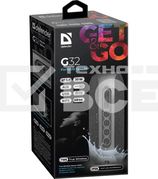 Акустическая система Defender  G32 2.0 черный 2х10 Вт