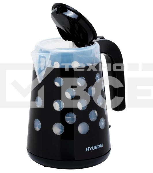 Чайник электрический Hyundai HYK-G2012 1.7л. 2200Вт черный/прозрачный (корпус: пластик)