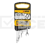 Набор ключей комбинированных трещоточных Denzel 6-19 мм, 8 шт., CrV, матовый хром 14721, фото3