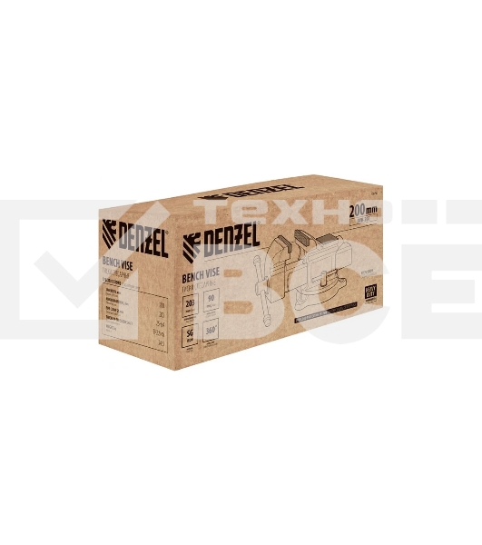 Тиски слесарные Denzel BVH-200, 200 мм, поворотные, стальная направляющая, с наковальней