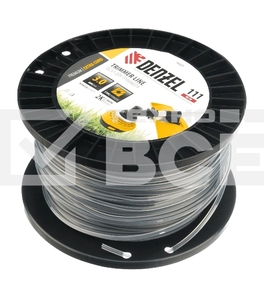 Леска для триммера Denzel двухкомпонентная квадрат, 3,0мм х 111м, на DIN катушке EXTRA CORD