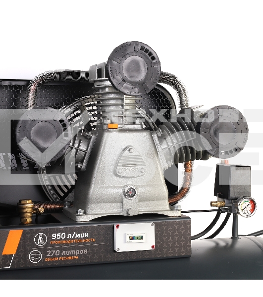 Компрессор PATRIOT KRX 950 L270 D, поршневой, ременной, масляный, 950 л/мин, 270 л, 10 бар, 5.5 кВт, 400 В