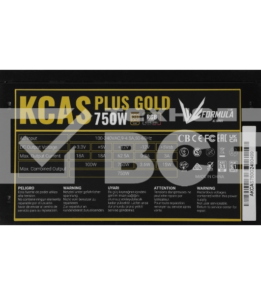 Блок питания Aerocool/Formula KCAS PLUS GOLD 750W (750W, ATX v2.4, APFC, Fan ARGB 12cm, 80+ Gold, Retail)