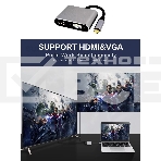Кабель-концентратор USB3.1 TypeCm -->HDMI+USB3.0+PD+VGA Alum Grey 4K@30Hz, Telecom<TUC055>, фото7