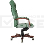 Кресло руководителя Бюрократ T-9928Walnut зеленый, кожа, крестов. металл/дерево, фото11