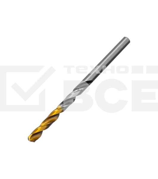 Сверло спиральное по металлу Denzel 4,5 x 80 мм, Р6М5, Golden Tip, многогранная заточка