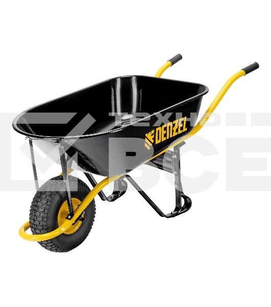 Тачка строительная Denzel усиленная, объем 130 л, 230 кг, колесо 15х6.00-6