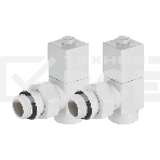 Набор дизайн-вентилей Royal Thermo CUBE, угловой (белый) 1/2