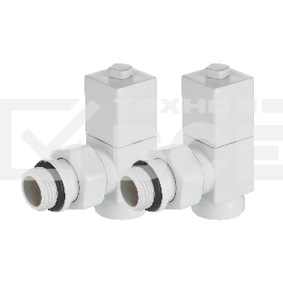 Набор дизайн-вентилей Royal Thermo CUBE, угловой (белый) 1/2