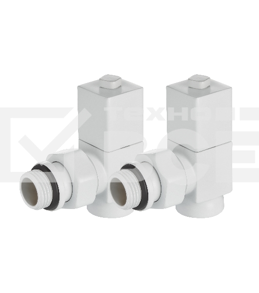 Набор дизайн-вентилей Royal Thermo CUBE, угловой (белый) 1/2