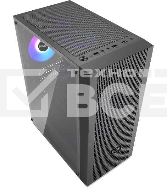 Корпус без блока питания PCCOOLER MA100 MESH BK, Mesh Mid Tower, черный, TG, 0.4 SPCC, 3x120мм ARGb ATX, mATX, mITX 160/310/180мм 2x2.5', 2x3.5', 7xPCI 1xUSB-A 3.0, 2xUSB-A 2.0 360x200x446mm