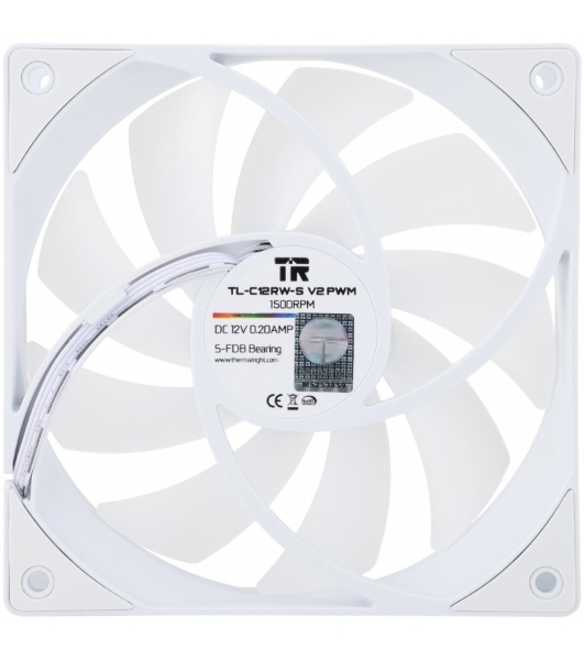 Кулер для корпуса Thermalright TL-C12RW-S V2 Reverse (120x120x25mm, 4-pin PWM, ARGB, 58CFM, 25.6dBA, 1500RPM, White)