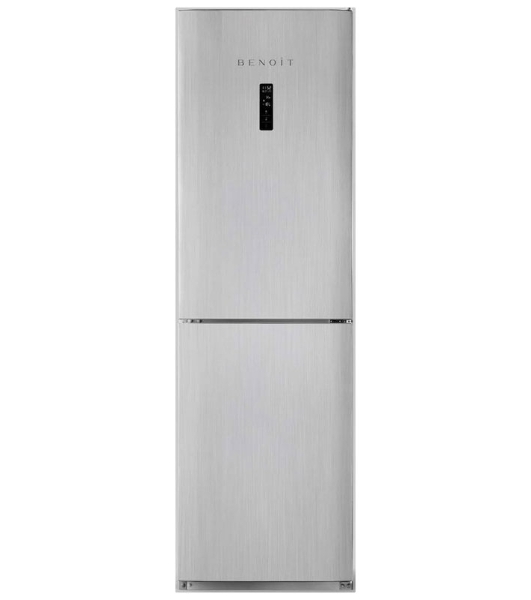 Холодильник BENOIT-344E серебристый металлопласт двухкамерный 220/124л морозилка снизу, No Frost