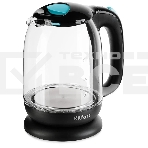 Чайник электрический Kitfort КТ-625-1 1.7л. 2200Вт черный/голубой (корпус: стекло), фото 1
