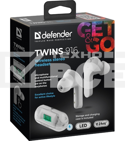 Гарнитура Defender TWINS 916 TWS белый
