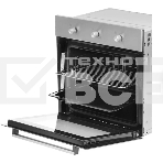 Газовый духовой шкаф Beko BBIGT21100X с откидным электрическим грилем; автоматический электроподжиг; поворотные переключатели; металлические направляющие; объем - 72л; 3 стекла дверцы; 1 решетка; 1 противень; вертел. Цвет: Нержавеющая сталь; Материал пане, фото4